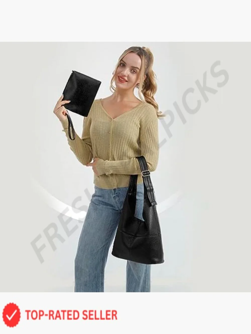 Ultra Soft Slouchy Hobo Bag Faux Leather Adjustable Strap Handbag Magnetic
